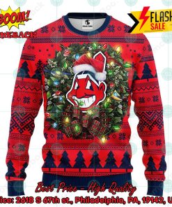 MLB Cleveland Guardians Santa Hat Christmas Circle Ugly Christmas Sweater