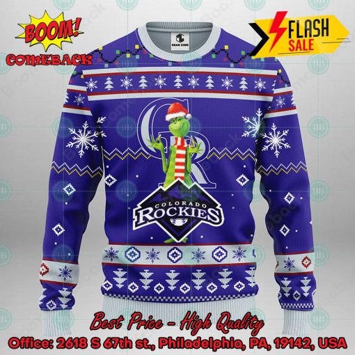 MLB Colorado Rockies Grinch Santa Hat Ugly Christmas Sweater