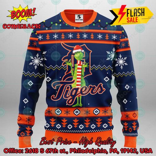MLB Detroit Tigers Grinch Santa Hat Ugly Christmas Sweater