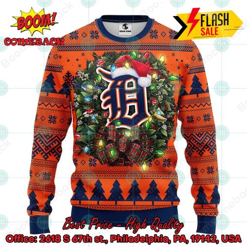 MLB Detroit Tigers Santa Hat Christmas Circle Ugly Christmas Sweater
