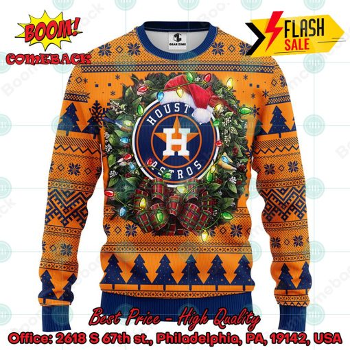 MLB Houston Astros Santa Hat Christmas Circle Ugly Christmas Sweater