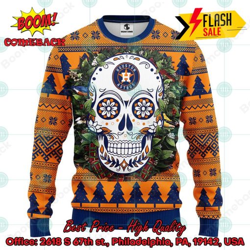 MLB Houston Astros Skull Flower Ugly Christmas Sweater