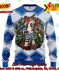 MLB Kansas City Royals Pug Candy Cane Ugly Christmas Sweater