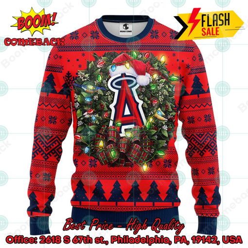 MLB Los Angeles Angels Santa Hat Christmas Circle Ugly Christmas Sweater