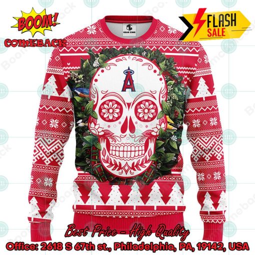 MLB Los Angeles Angels Skull Flower Ugly Christmas Sweater