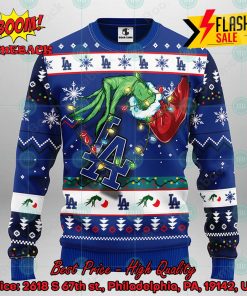 MLB Los Angeles Dodgers Grinch Hand Christmas Light Ugly Christmas Sweater
