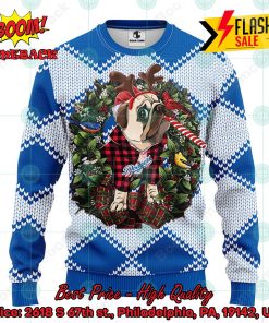 MLB Los Angeles Dodgers Pug Candy Cane Ugly Christmas Sweater