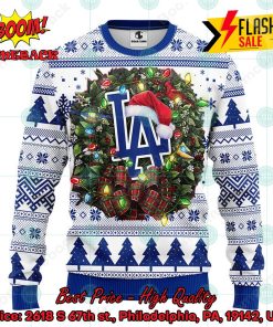 MLB Los Angeles Dodgers Santa Hat Christmas Circle Ugly Christmas Sweater