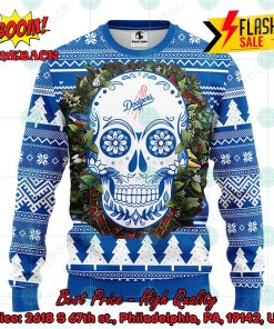 MLB Los Angeles Dodgers Skull Flower Ugly Christmas Sweater
