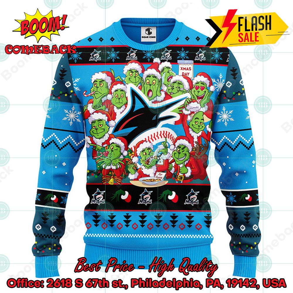 MLB Miami Marlins 12 Grinchs Xmas Day Ugly Christmas Sweater