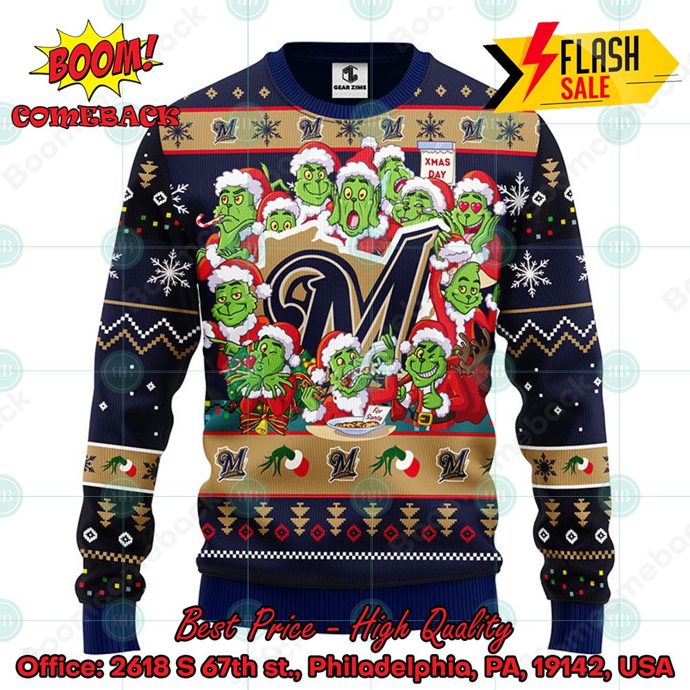MLB Milwaukee Brewers 12 Grinchs Xmas Day Ugly Christmas Sweater