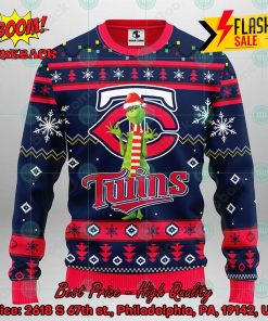 MLB Minnesota Twins Grinch Santa Hat Ugly Christmas Sweater