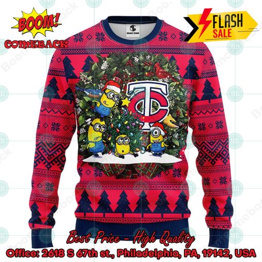 MLB Minnesota Twins Minions Christmas Circle Ugly Christmas Sweater