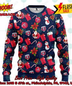 MLB Minnesota Twins Santa Claus Christmas Decorations Ugly Christmas Sweater