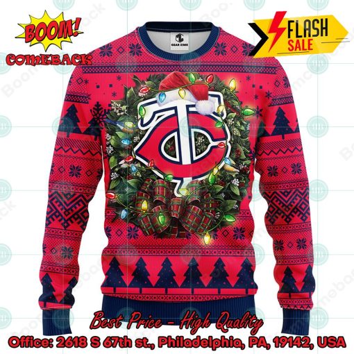 MLB Minnesota Twins Santa Hat Christmas Circle Ugly Christmas Sweater