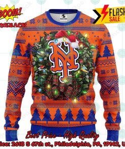 MLB New York Mets Santa Hat Christmas Circle Ugly Christmas Sweater