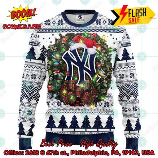 MLB New York Yankees Santa Hat Christmas Circle Ugly Christmas Sweater