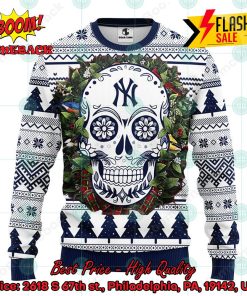 MLB New York Yankees Skull Flower Ugly Christmas Sweater