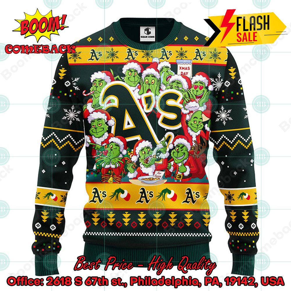 MLB Oakland Athletics 12 Grinchs Xmas Day Ugly Christmas Sweater
