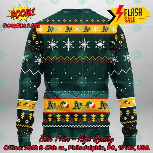 MLB Oakland Athletics Grinch Hand Christmas Light Ugly Christmas Sweater