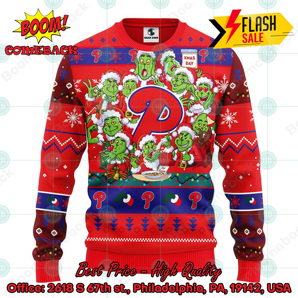 MLB Philadelphia Phillies 12 Grinchs Xmas Day Ugly Christmas Sweater