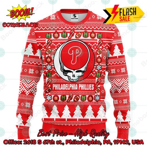 MLB Philadelphia Phillies Grateful Dead Ugly Christmas Sweater