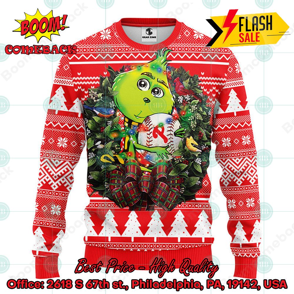 MLB Philadelphia Phillies Grinch Christmas Circle Ugly Christmas Sweater