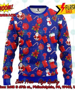 MLB Philadelphia Phillies Santa Claus Christmas Decorations Ugly Christmas Sweater