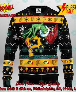 MLB Pittsburgh Pirates Grinch Hand Christmas Light Ugly Christmas Sweater