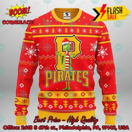 MLB Pittsburgh Pirates Grinch Santa Hat Red Ugly Christmas Sweater