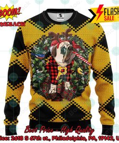 MLB Pittsburgh Pirates Pug Candy Cane Ugly Christmas Sweater
