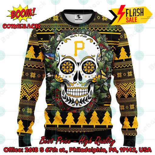MLB Pittsburgh Pirates Skull Flower Ugly Christmas Sweater
