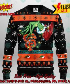 MLB San Francisco Giants Grinch Hand Christmas Light Ugly Christmas Sweater