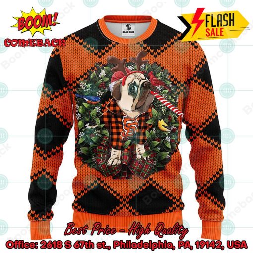 MLB San Francisco Giants Pug Candy Cane Ugly Christmas Sweater