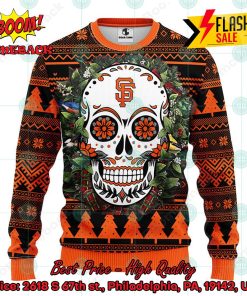 MLB San Francisco Giants Skull Flower Ugly Christmas Sweater