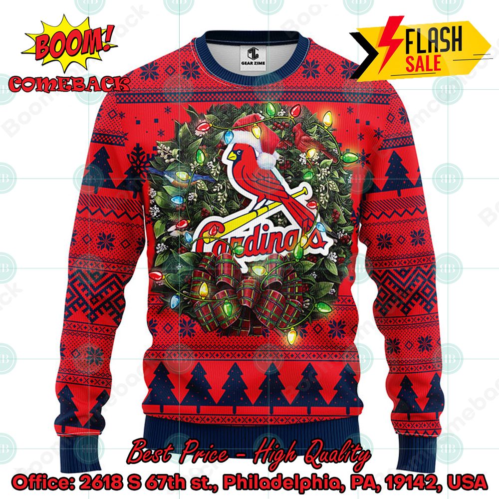 MLB St. Louis Cardinals Santa Hat Christmas Circle Ugly Christmas Sweater