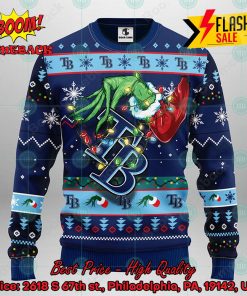 MLB Tampa Bay Rays Grinch Hand Christmas Light Ugly Christmas Sweater