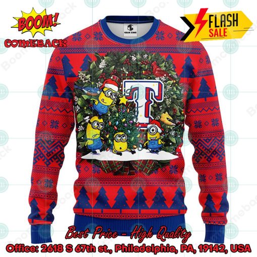 MLB Texas Rangers Minions Christmas Circle Ugly Christmas Sweater