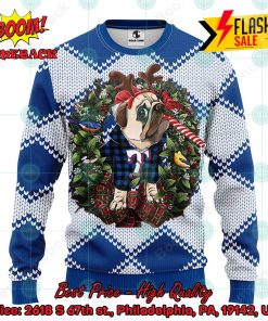 MLB Texas Rangers Pug Candy Cane Ugly Christmas Sweater