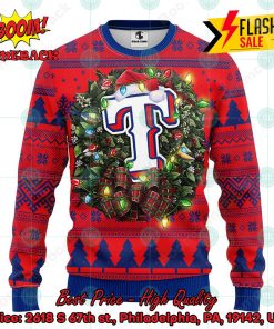 MLB Texas Rangers Santa Hat Christmas Circle Ugly Christmas Sweater