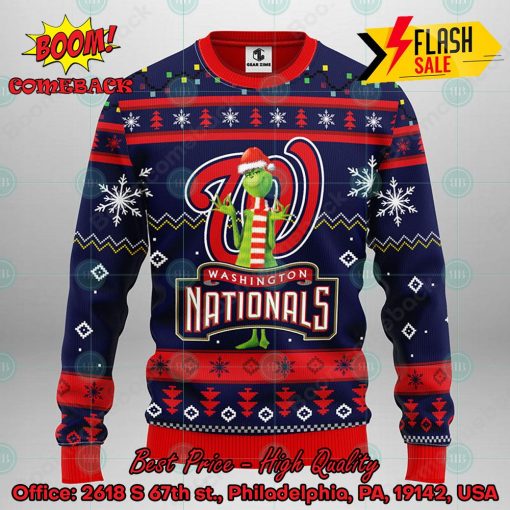 MLB Washington Nationals Grinch Santa Hat Ugly Christmas Sweater