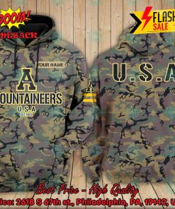 NCAA Appalachian State Mountaineers US Army Personalized Name Hoodie