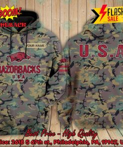 NCAA Arkansas Razorbacks US Army Personalized Name Hoodie