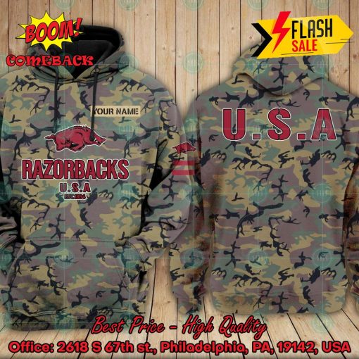 NCAA Arkansas Razorbacks US Army Personalized Name Hoodie