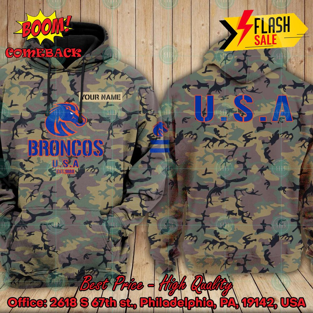 NCAA Boise State Broncos US Army Personalized Name Hoodie