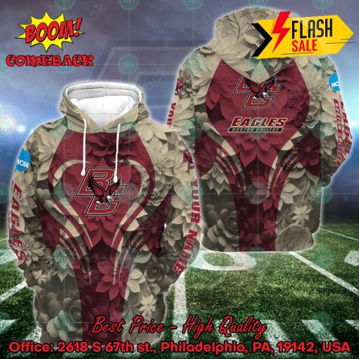 NCAA Boston College Eagles Flower Personalized Name Hoodie And Leggings