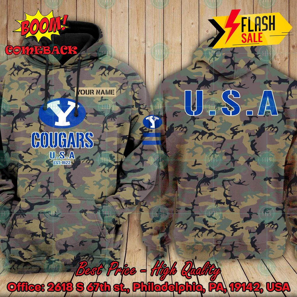 NCAA Byu Cougars US Army Personalized Name Hoodie