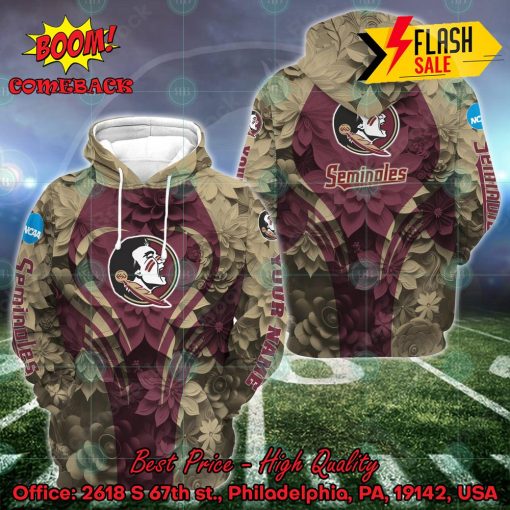 NCAA Florida State Seminoles Flower Personalized Name Hoodie And Leggings