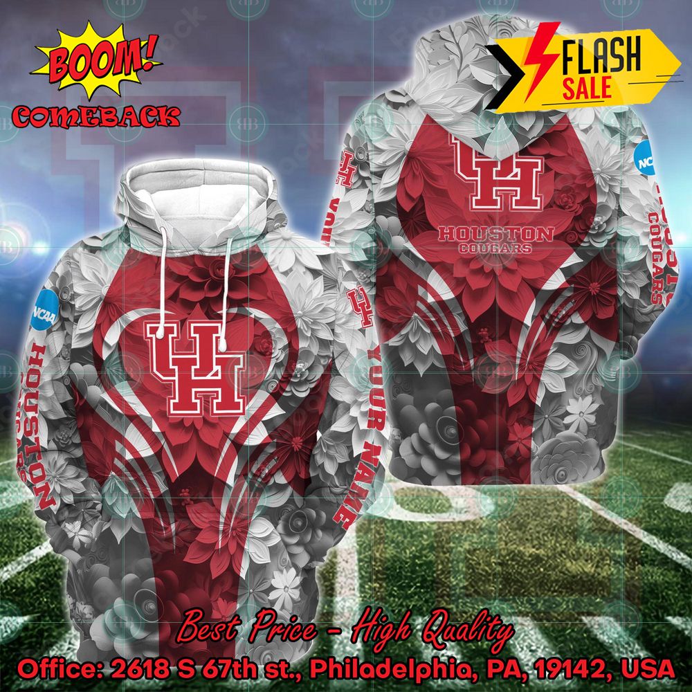NCAA Houston Cougars Flower Personalized Name Hoodie And Leggings