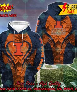 NCAA Illinois Fighting Illini  Flower Personalized Name Hoodie And Leggings